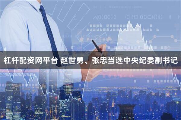 杠杆配资网平台 赵世勇、张忠当选中央纪委副书记
